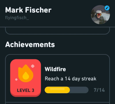 my first seven day duolingo streak